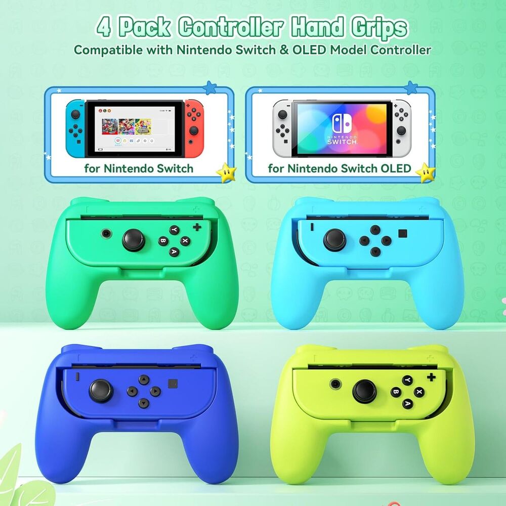 4 Pack Grips Kit Compatible with Nintendo Switch Animal Crossing for Joy Con - Picture 5 of 5